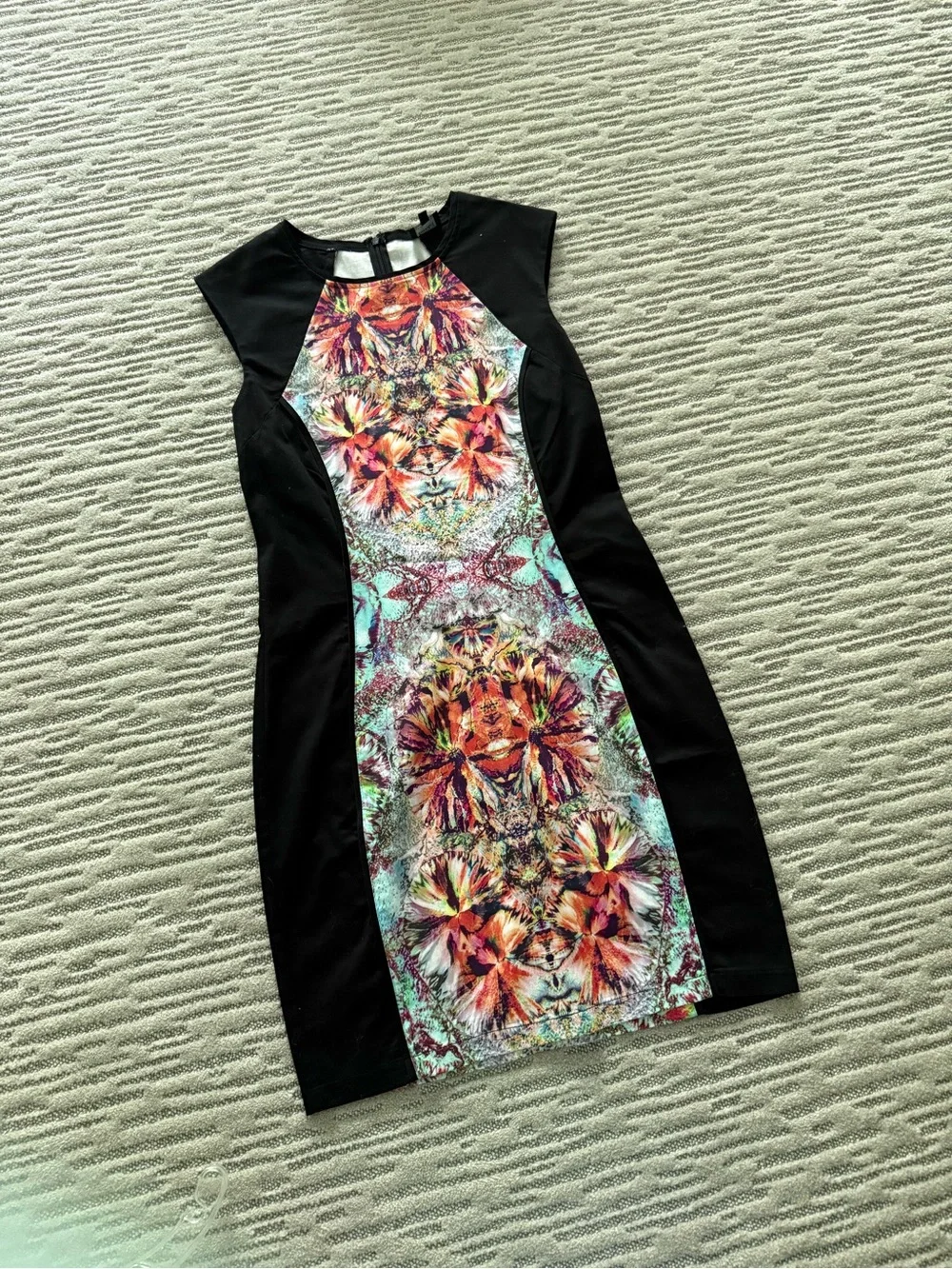 Bardot Black Panel Floral-Print Midi Dress